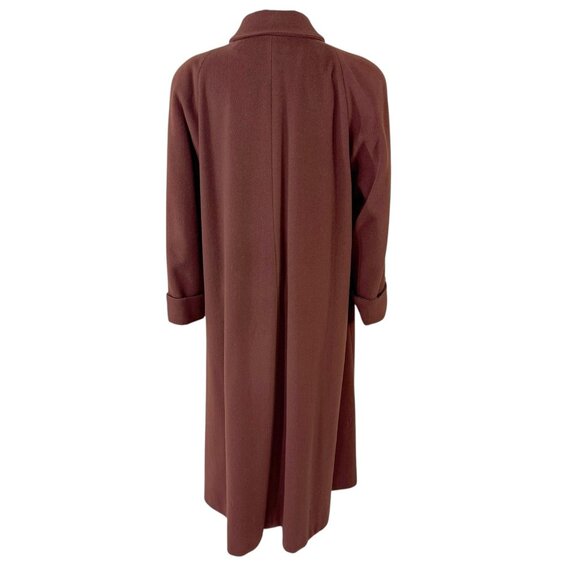 Evan Picone Brown Wool Long Trench Coat & Scarf Size 8 Vintage 1980s Made in USA - Picture 7 of 12